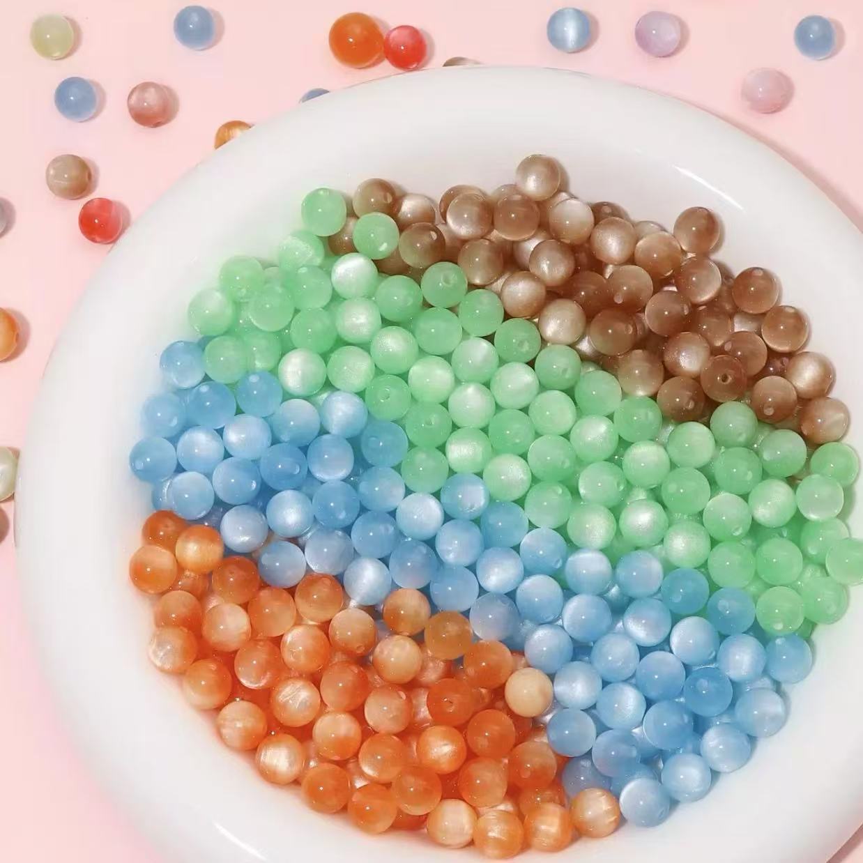 【 A10 】Cat's eye stone beads bind bag- open in live