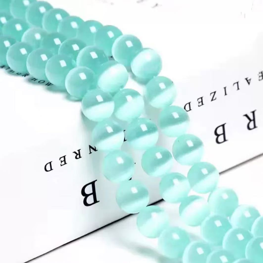 【 A10 】Cat's eye stone beads bind bag- open in live